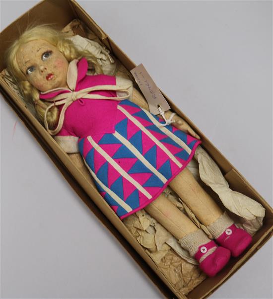 A Lenci felt doll, in a Libertys London box H.39cm